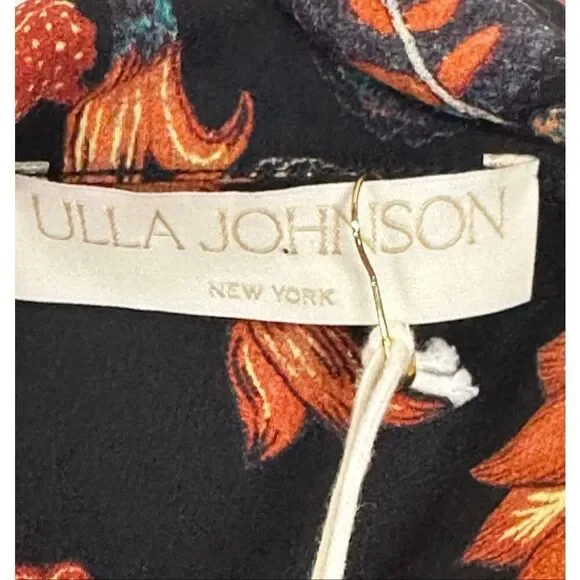Ulla Johnson Florian Floral-Print Silk Blouse in Hellebore NWT Size 14 - Picture 8 of 11